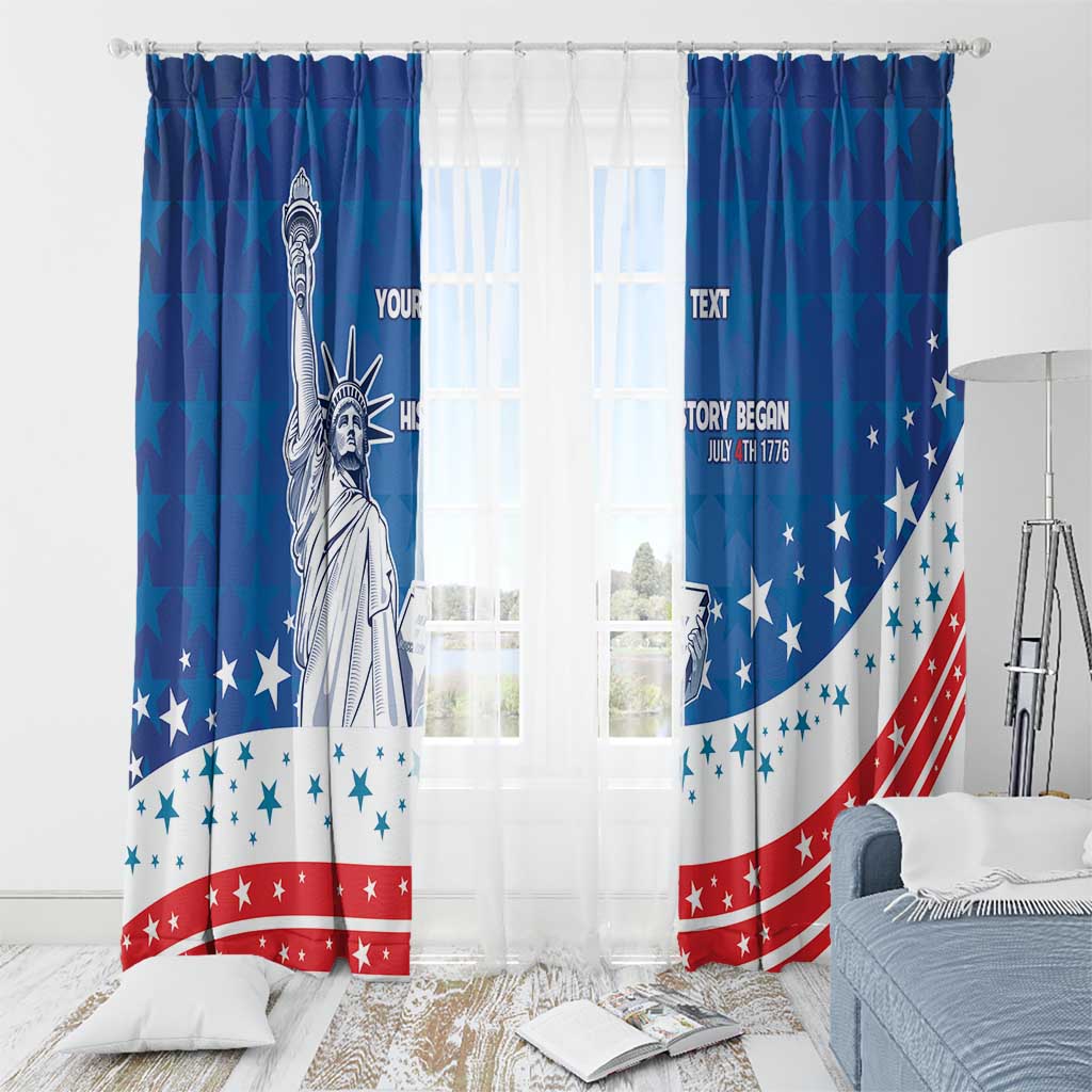 History Began 4th of July Personalized Window Curtain Statue of Liberty US Flag