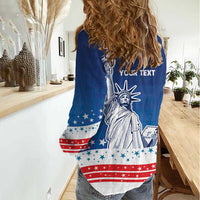 History Began 4th of July Personalized Women Casual Shirt Statue of Liberty US Flag