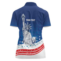 History Began 4th of July Personalized Women Polo Shirt Statue of Liberty US Flag