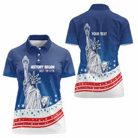 History Began 4th of July Personalized Women Polo Shirt Statue of Liberty US Flag