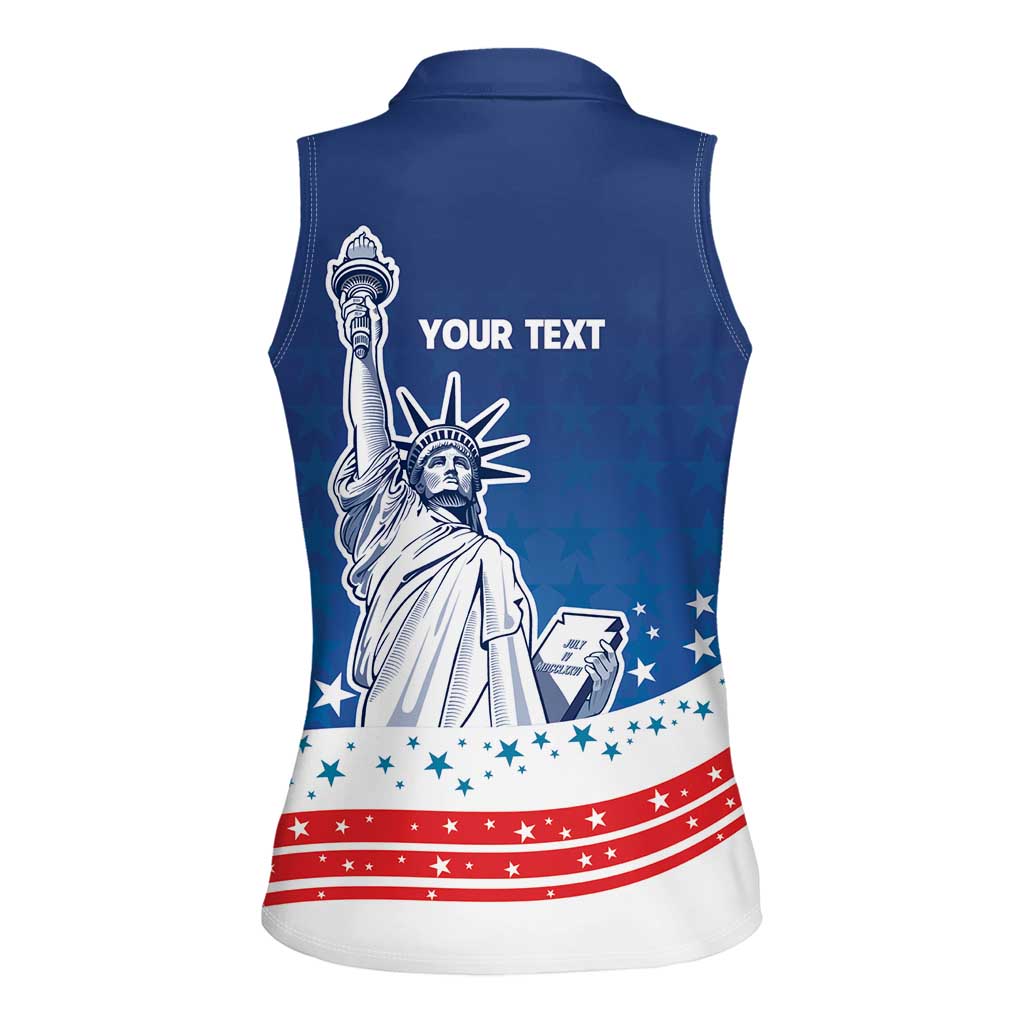 History Began 4th of July Personalized Women Sleeveless Polo Shirt Statue of Liberty US Flag