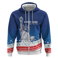 History Began 4th of July Personalized Zip Hoodie Statue of Liberty US Flag