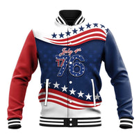 July 4th 1776 American Flag Vintage Personalized Baseball Jacket USA Independence Day
