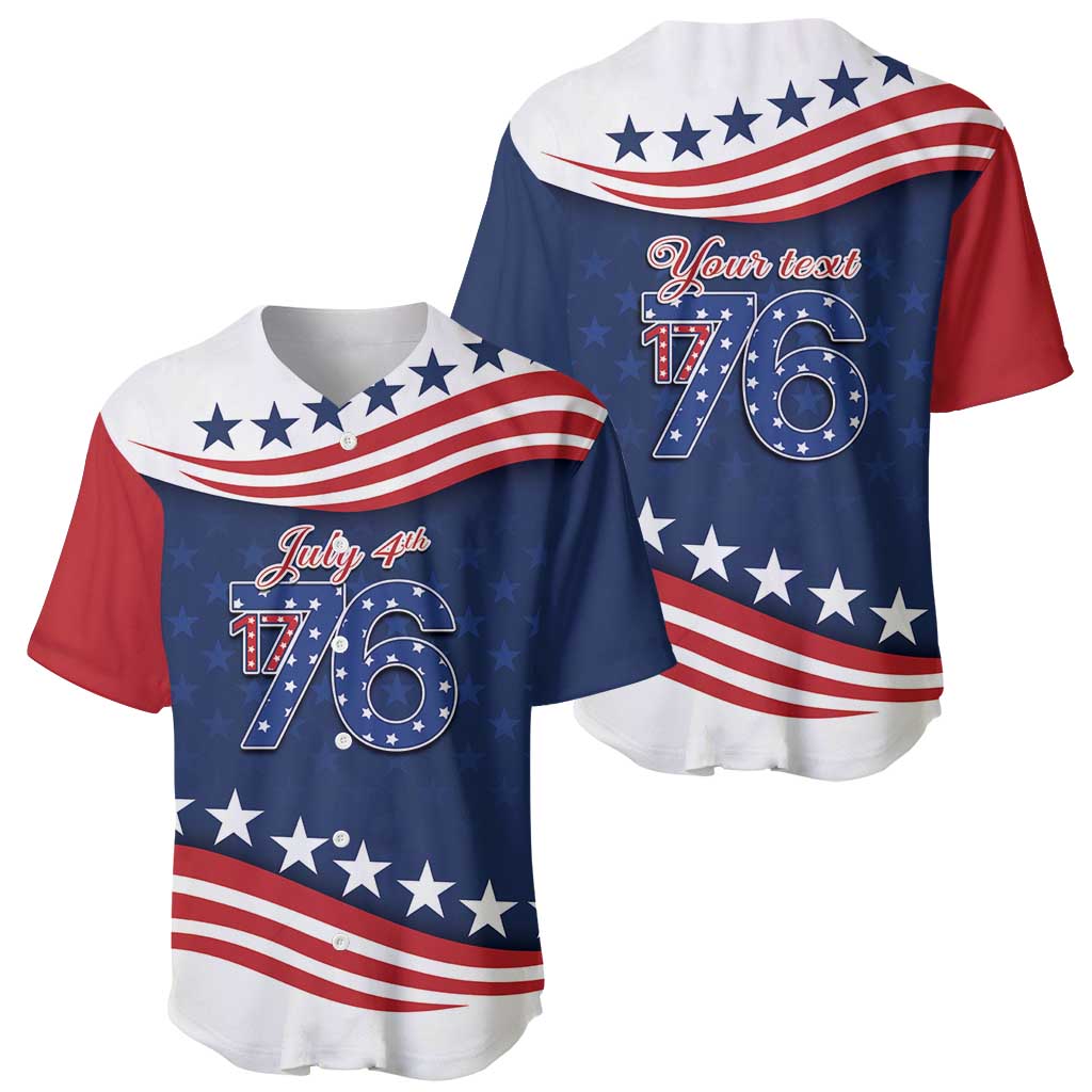 July 4th 1776 American Flag Vintage Personalized Baseball Jersey USA Independence Day