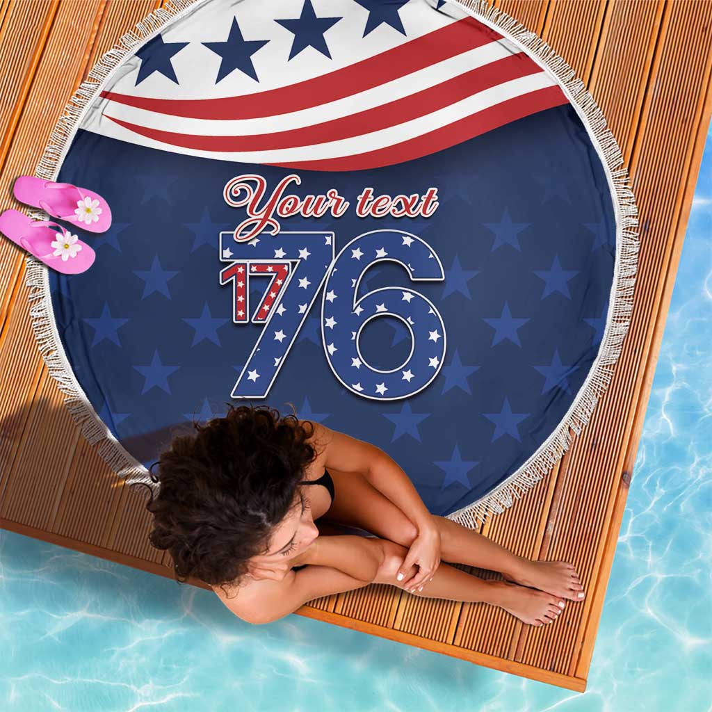July 4th 1776 American Flag Vintage Personalized Beach Blanket USA Independence Day
