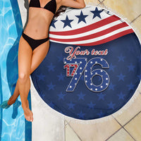 July 4th 1776 American Flag Vintage Personalized Beach Blanket USA Independence Day