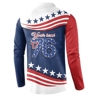 July 4th 1776 American Flag Vintage Personalized Button Sweatshirt USA Independence Day