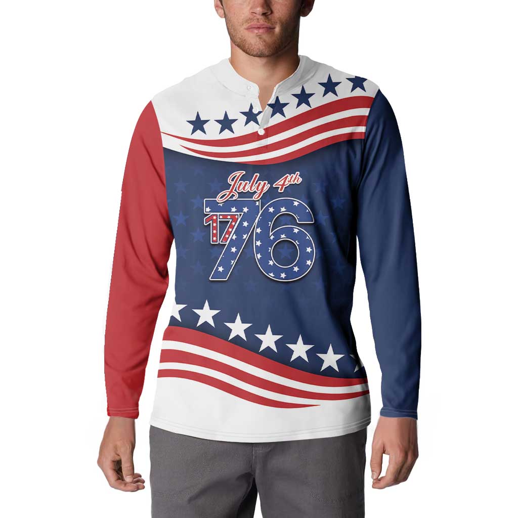 July 4th 1776 American Flag Vintage Personalized Button Sweatshirt USA Independence Day
