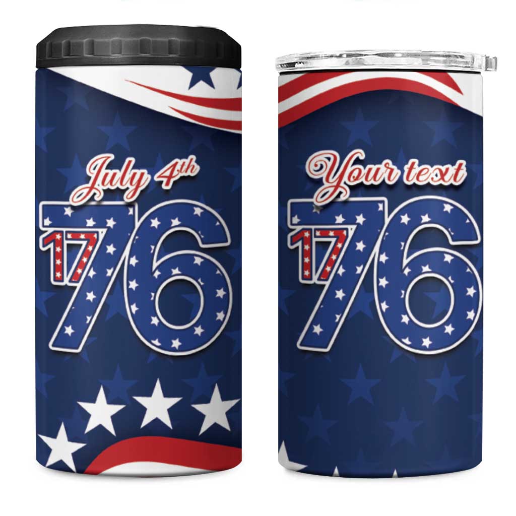 July 4th 1776 American Flag Vintage Personalized 4 in 1 Can Cooler Tumbler USA Independence Day