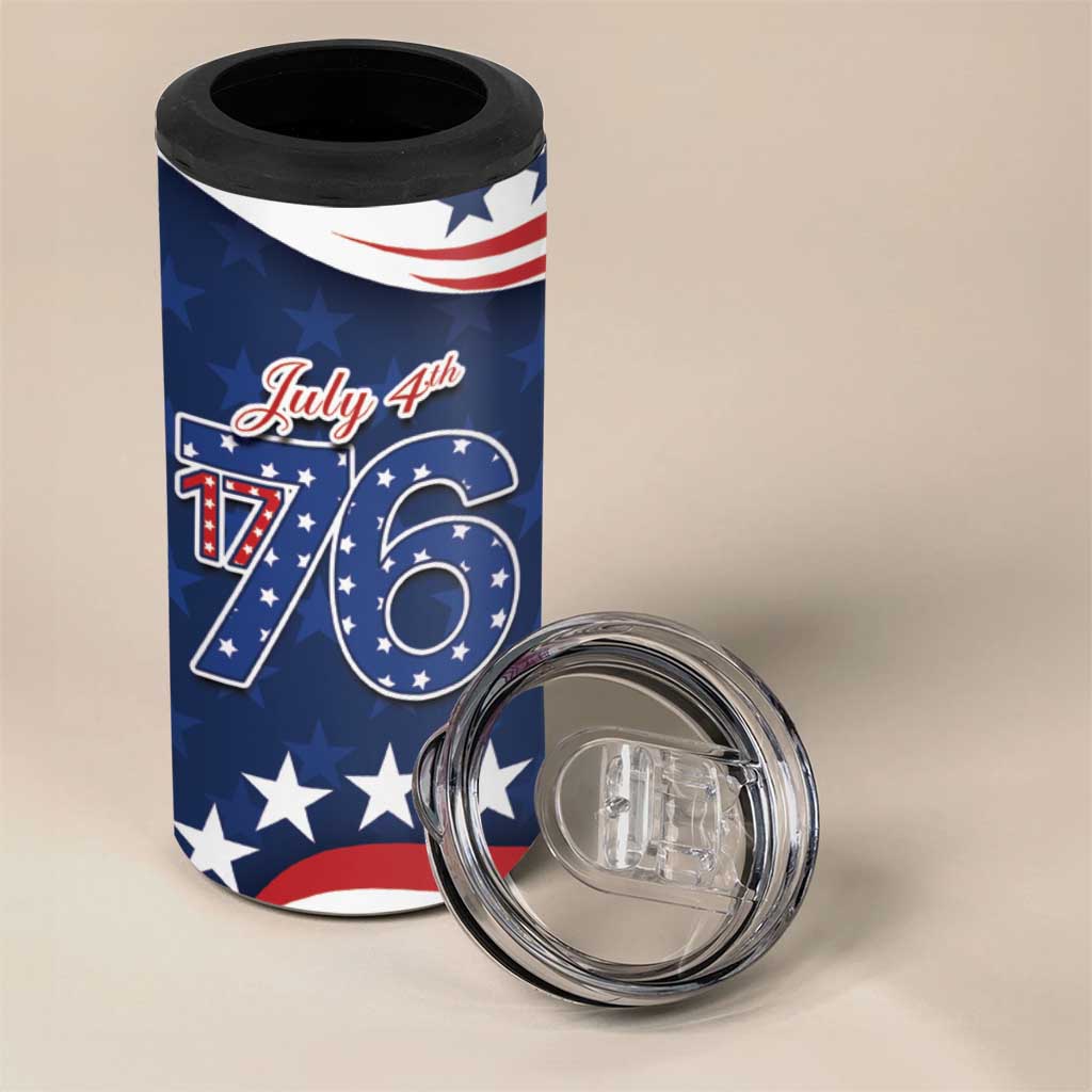 July 4th 1776 American Flag Vintage Personalized 4 in 1 Can Cooler Tumbler USA Independence Day