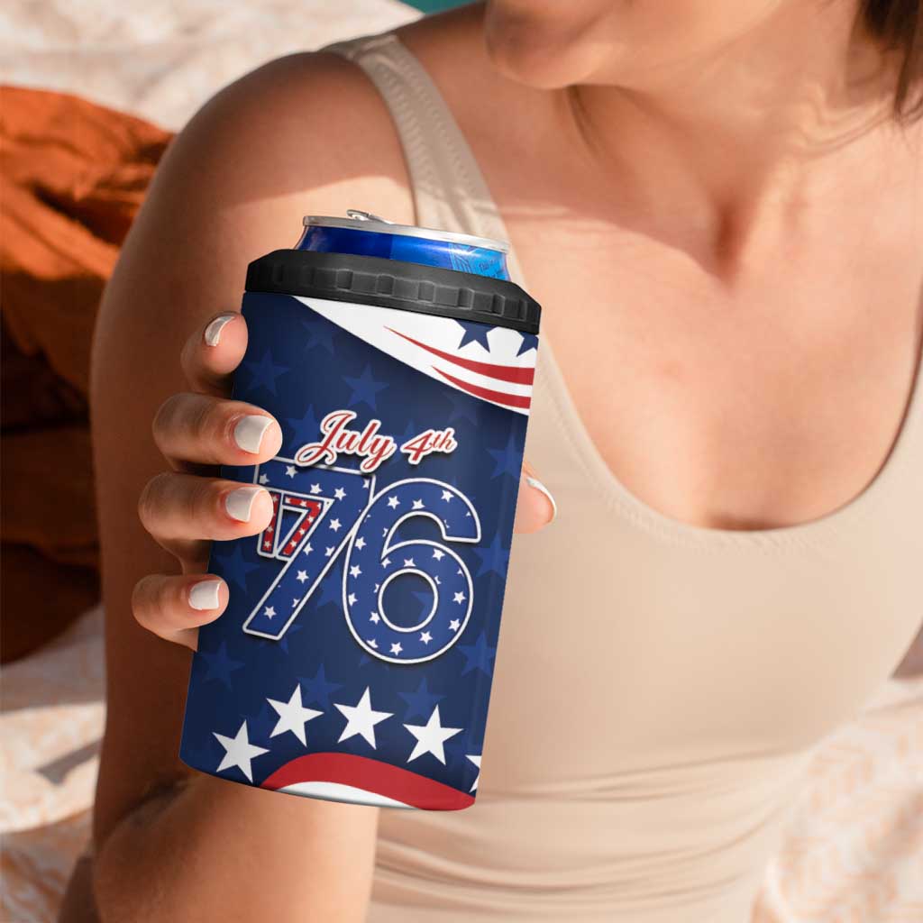 July 4th 1776 American Flag Vintage Personalized 4 in 1 Can Cooler Tumbler USA Independence Day