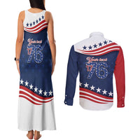 July 4th 1776 American Flag Vintage Personalized Couples Matching Tank Maxi Dress and Long Sleeve Button Shirt USA Independence Day