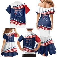 July 4th 1776 American Flag Vintage Personalized Family Matching Mermaid Dress and Hawaiian Shirt USA Independence Day