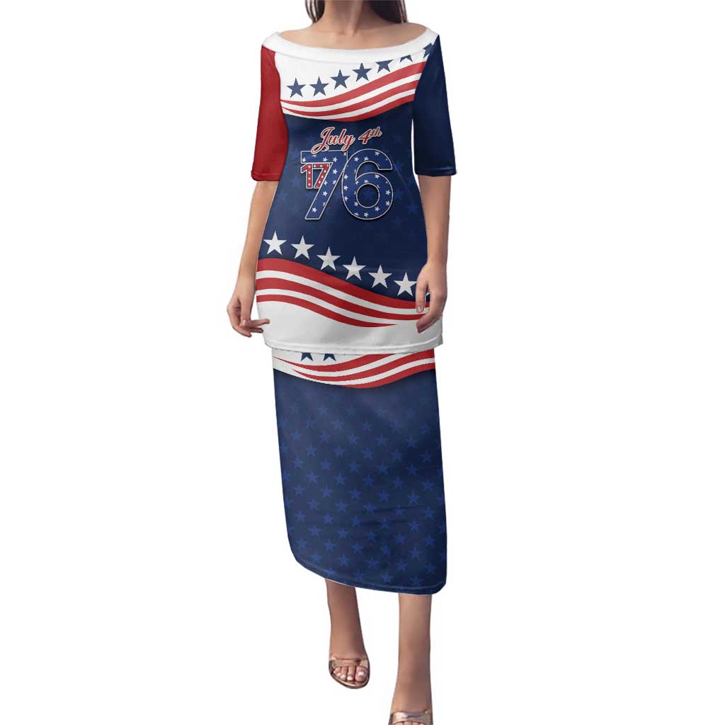 July 4th 1776 American Flag Vintage Personalized Family Matching Puletasi and Hawaiian Shirt USA Independence Day