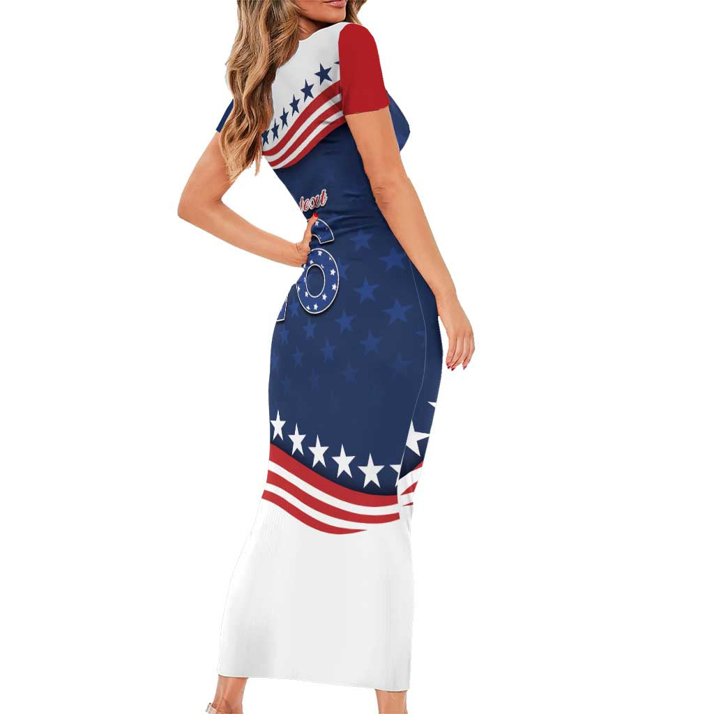 July 4th 1776 American Flag Vintage Personalized Family Matching Short Sleeve Bodycon Dress and Hawaiian Shirt USA Independence Day
