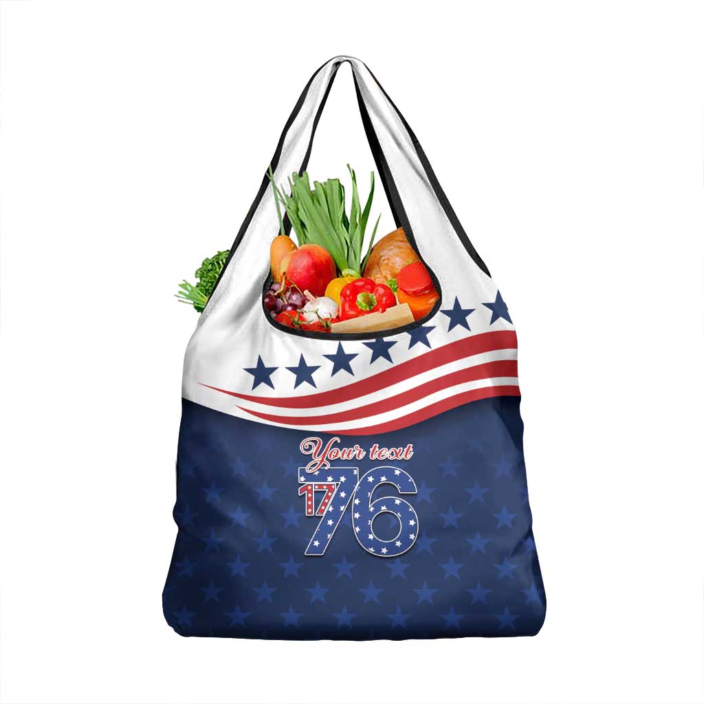 July 4th 1776 American Flag Vintage Personalized Grocery Bag USA Independence Day