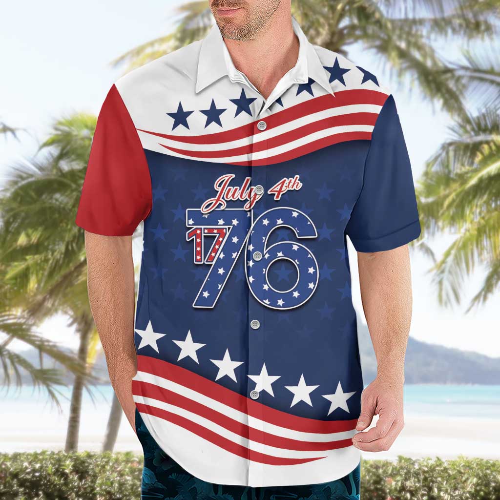 July 4th 1776 American Flag Vintage Personalized Hawaiian Shirt USA Independence Day