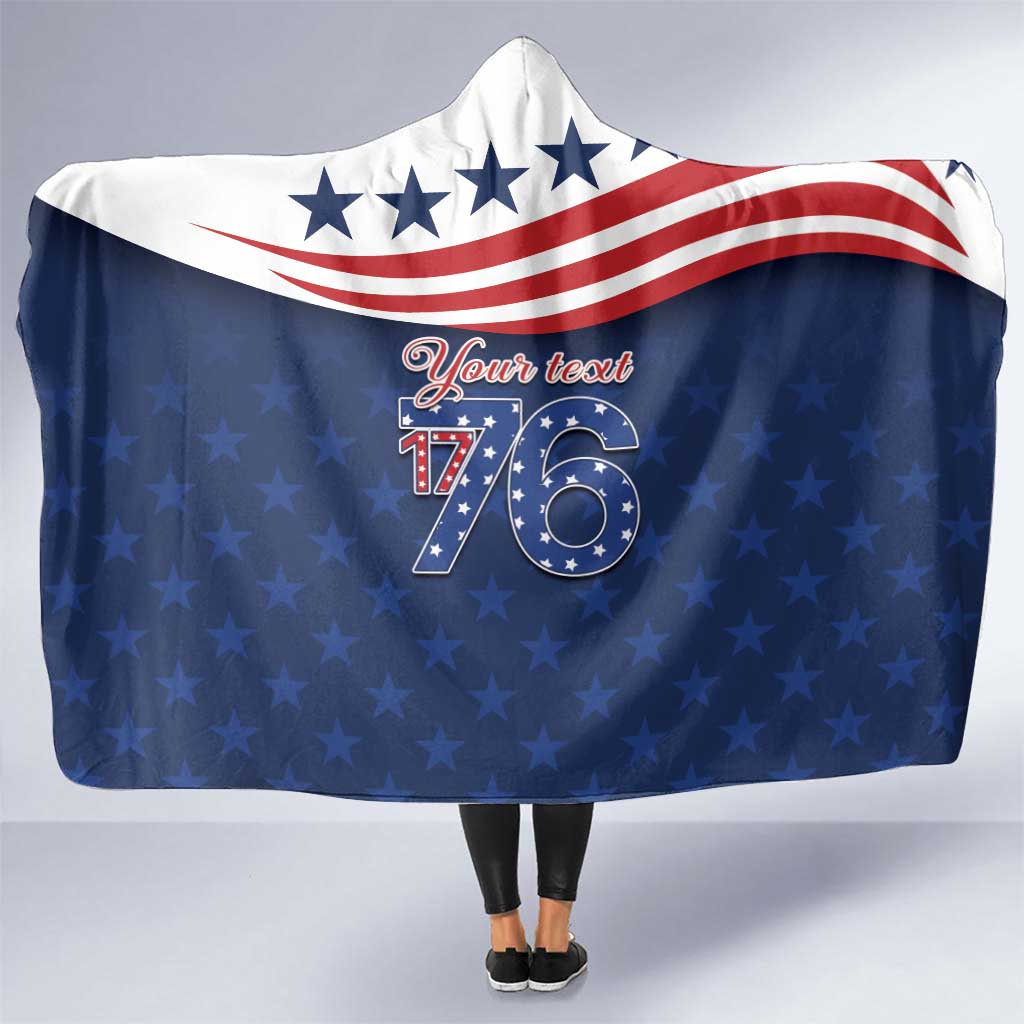 July 4th 1776 American Flag Vintage Personalized Hooded Blanket USA Independence Day