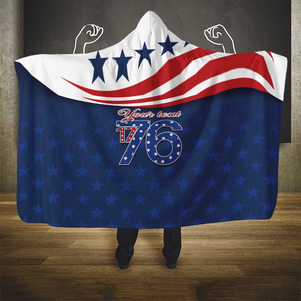 July 4th 1776 American Flag Vintage Personalized Hooded Blanket USA Independence Day