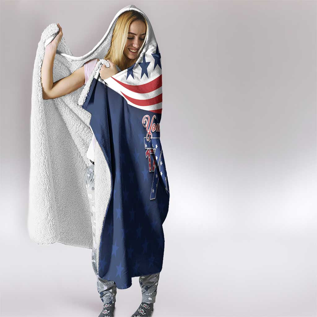 July 4th 1776 American Flag Vintage Personalized Hooded Blanket USA Independence Day