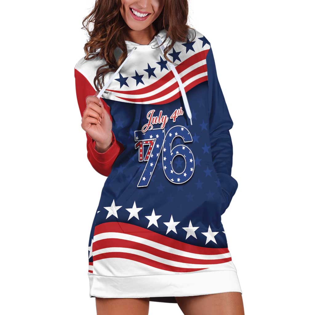 July 4th 1776 American Flag Vintage Personalized Hoodie Dress USA Independence Day
