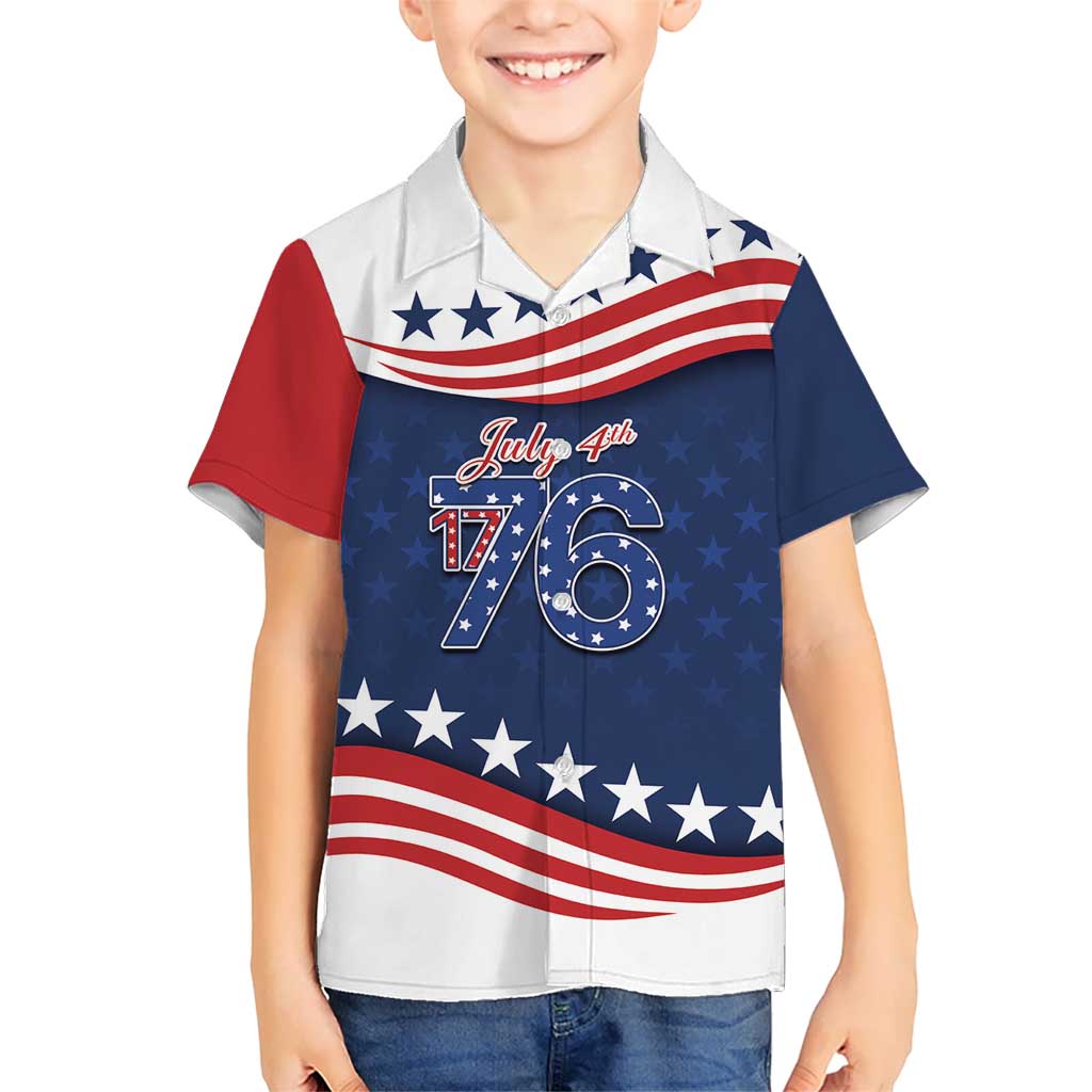 July 4th 1776 American Flag Vintage Personalized Kid Hawaiian Shirt USA Independence Day