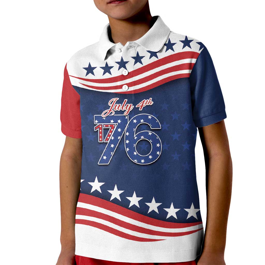 July 4th 1776 American Flag Vintage Personalized Kid Polo Shirt USA Independence Day