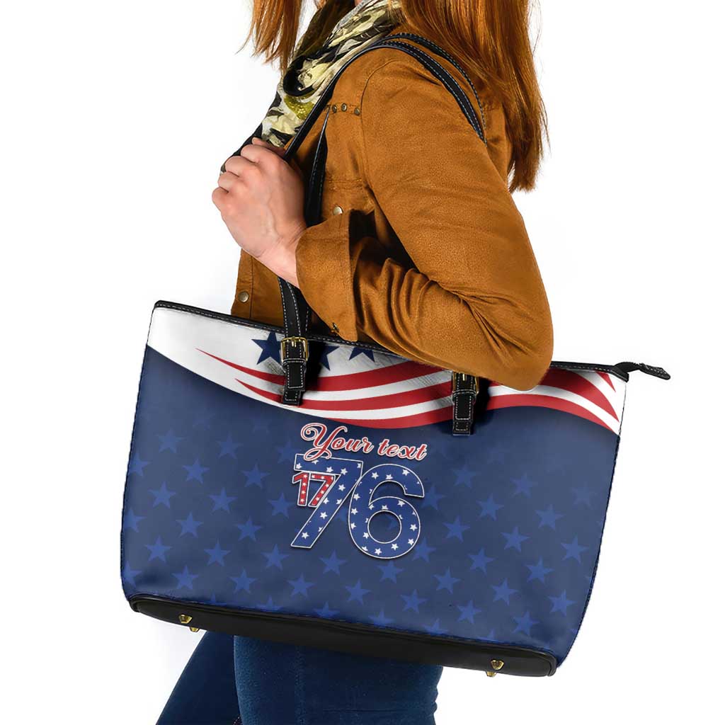 July 4th 1776 American Flag Vintage Personalized Leather Tote Bag USA Independence Day
