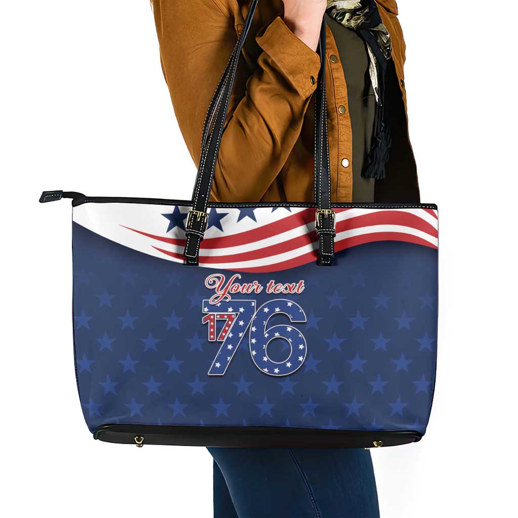 July 4th 1776 American Flag Vintage Personalized Leather Tote Bag USA Independence Day