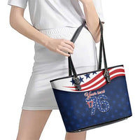 July 4th 1776 American Flag Vintage Personalized Leather Tote Bag USA Independence Day