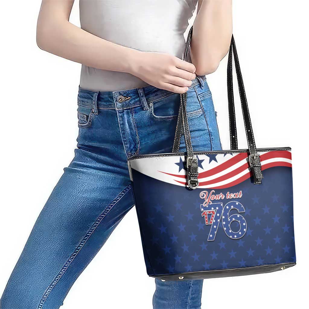 July 4th 1776 American Flag Vintage Personalized Leather Tote Bag USA Independence Day