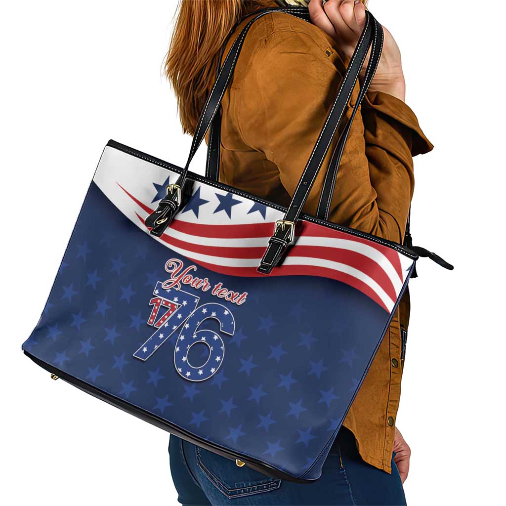 July 4th 1776 American Flag Vintage Personalized Leather Tote Bag USA Independence Day