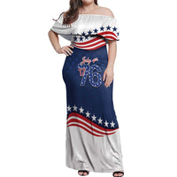 July 4th 1776 American Flag Vintage Personalized Off Shoulder Maxi Dress USA Independence Day