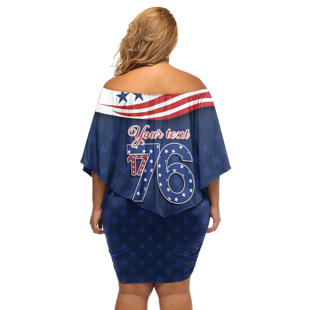 July 4th 1776 American Flag Vintage Personalized Off Shoulder Short Dress USA Independence Day