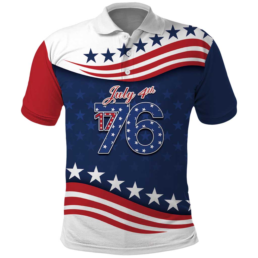 July 4th 1776 American Flag Vintage Personalized Polo Shirt USA Independence Day