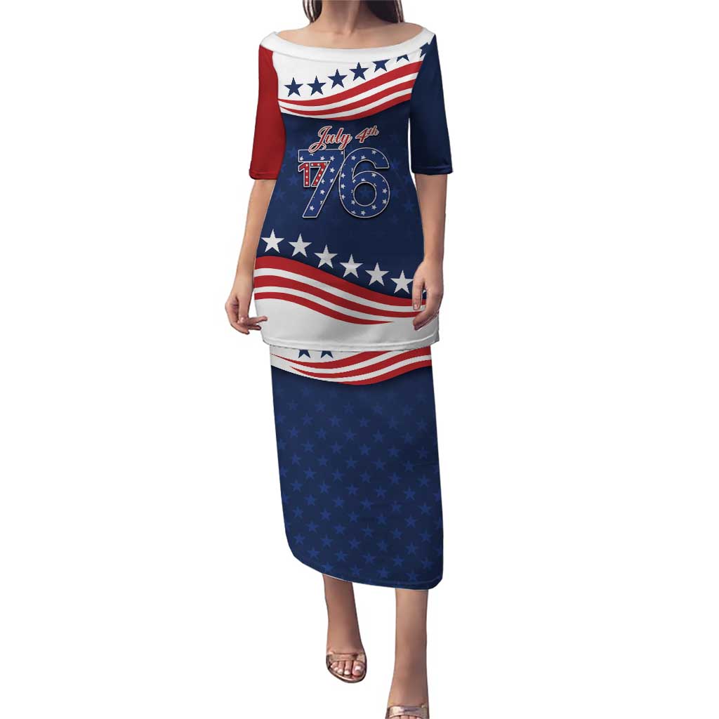 July 4th 1776 American Flag Vintage Personalized Puletasi USA Independence Day