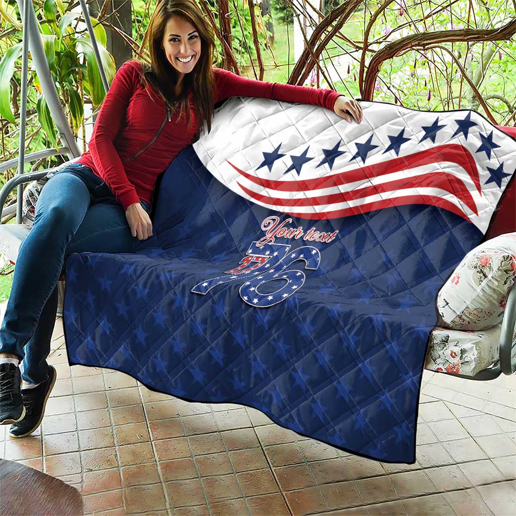 July 4th 1776 American Flag Vintage Personalized Quilt USA Independence Day
