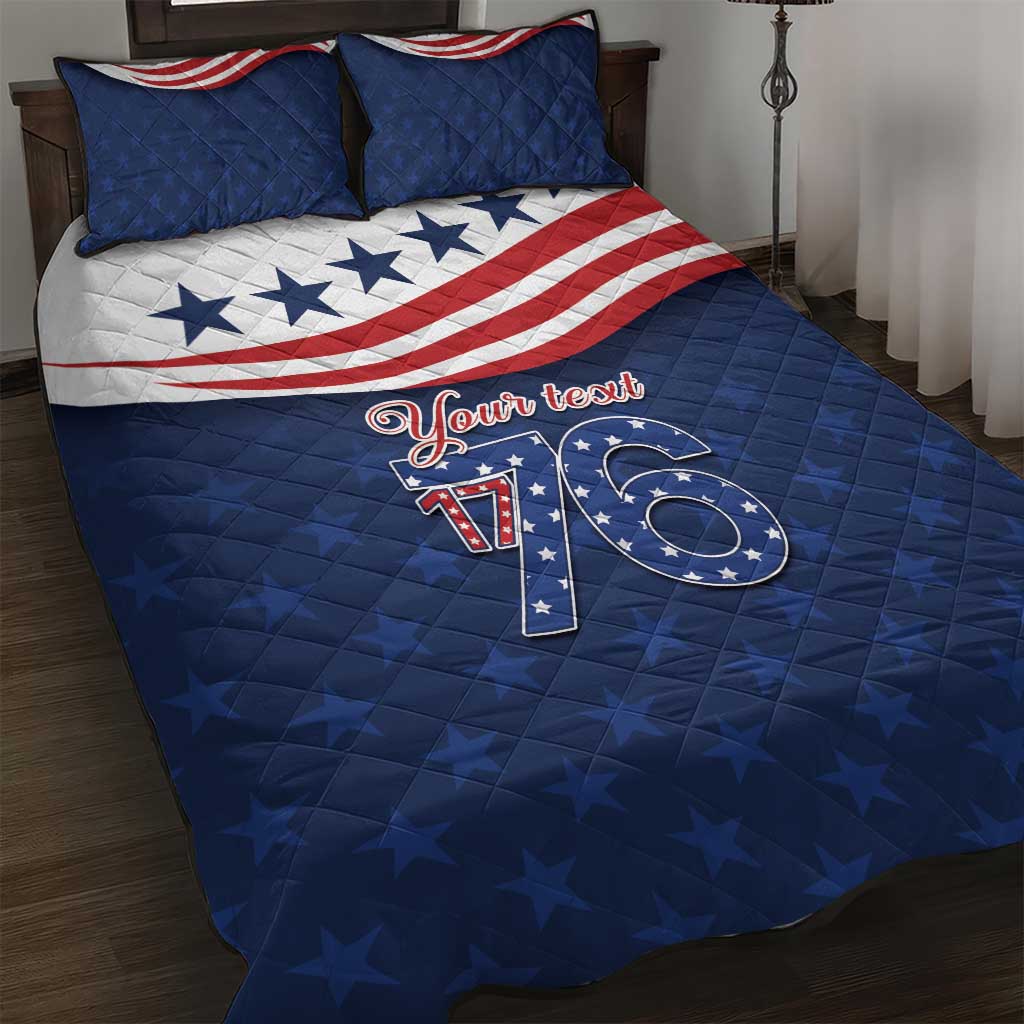 July 4th 1776 American Flag Vintage Personalized Quilt Bed Set USA Independence Day