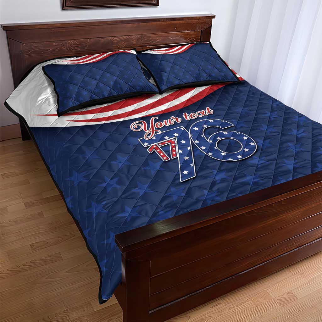 July 4th 1776 American Flag Vintage Personalized Quilt Bed Set USA Independence Day