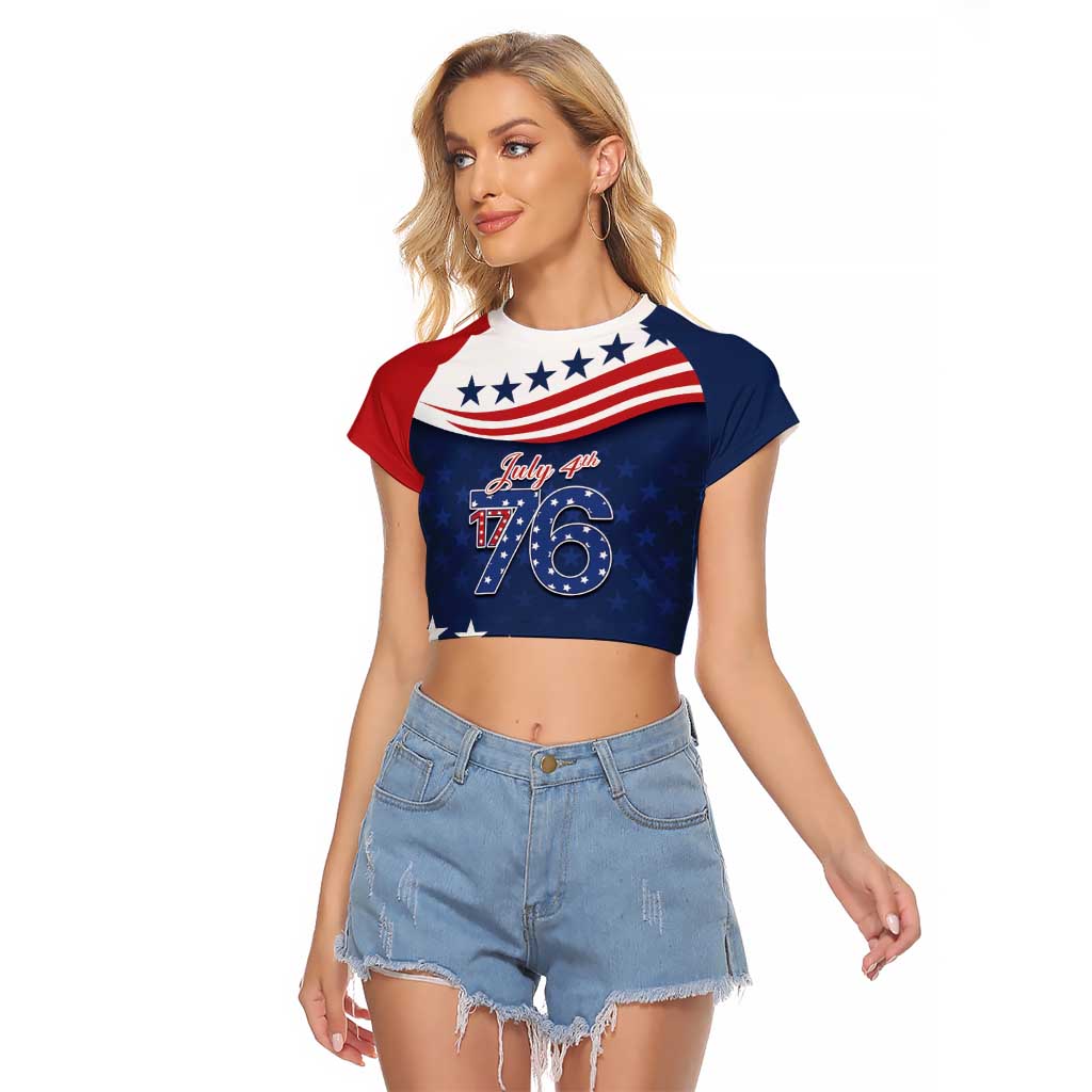 July 4th 1776 American Flag Vintage Personalized Raglan Cropped T Shirt USA Independence Day