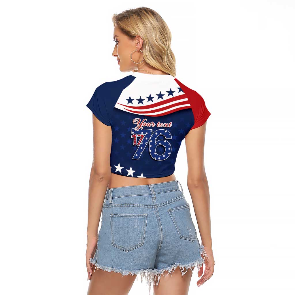 July 4th 1776 American Flag Vintage Personalized Raglan Cropped T Shirt USA Independence Day