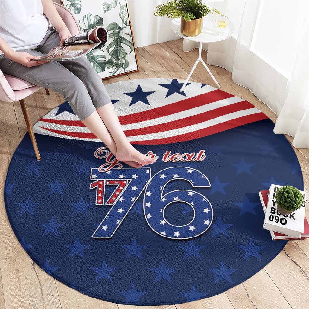 July 4th 1776 American Flag Vintage Personalized Round Carpet USA Independence Day