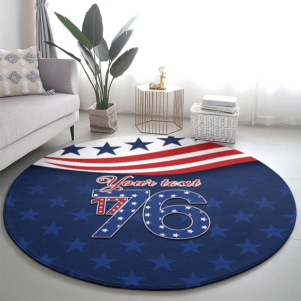 July 4th 1776 American Flag Vintage Personalized Round Carpet USA Independence Day