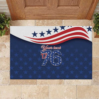 July 4th 1776 American Flag Vintage Personalized Rubber Doormat USA Independence Day
