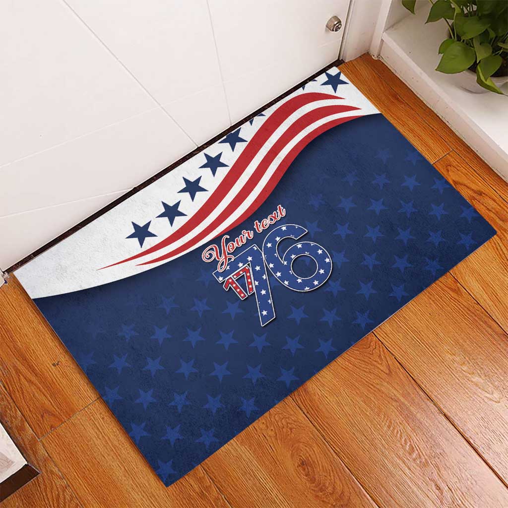 July 4th 1776 American Flag Vintage Personalized Rubber Doormat USA Independence Day