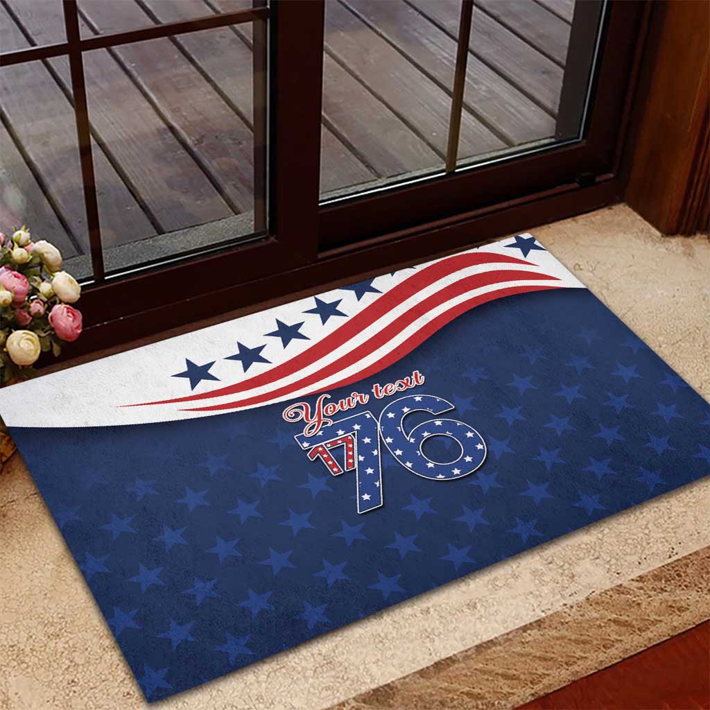 July 4th 1776 American Flag Vintage Personalized Rubber Doormat USA Independence Day