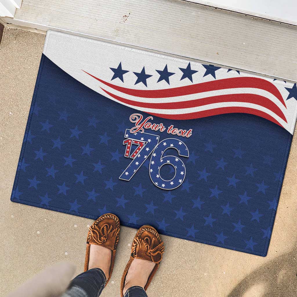 July 4th 1776 American Flag Vintage Personalized Rubber Doormat USA Independence Day