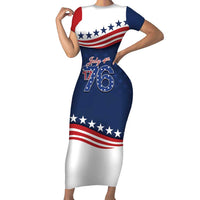 July 4th 1776 American Flag Vintage Personalized Short Sleeve Bodycon Dress USA Independence Day