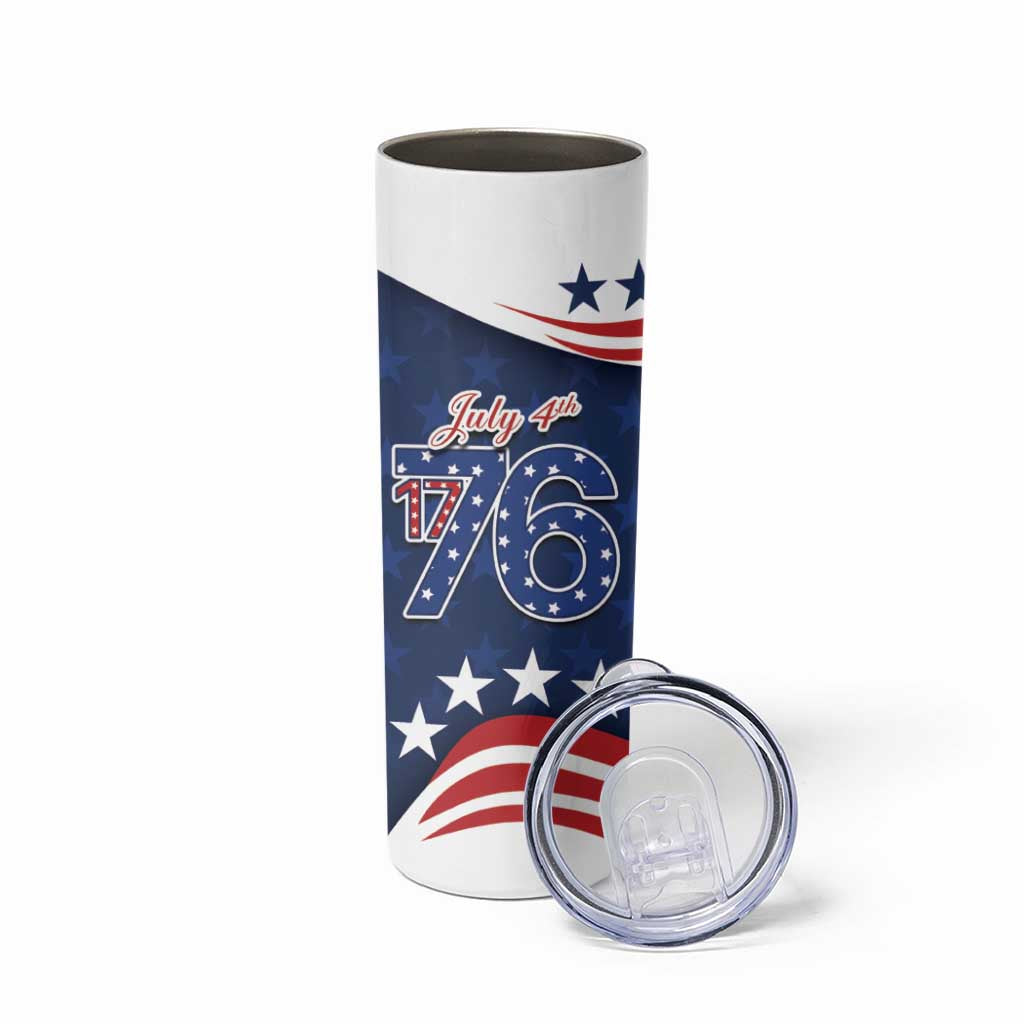 July 4th 1776 American Flag Vintage Personalized Skinny Tumbler USA Independence Day