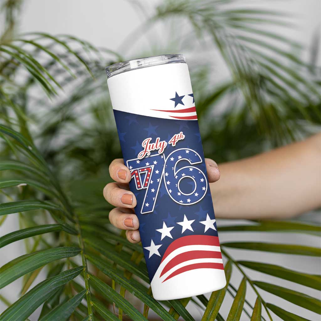 July 4th 1776 American Flag Vintage Personalized Skinny Tumbler USA Independence Day